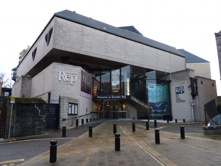 Exterior façade and front entrance to Dundee Rep